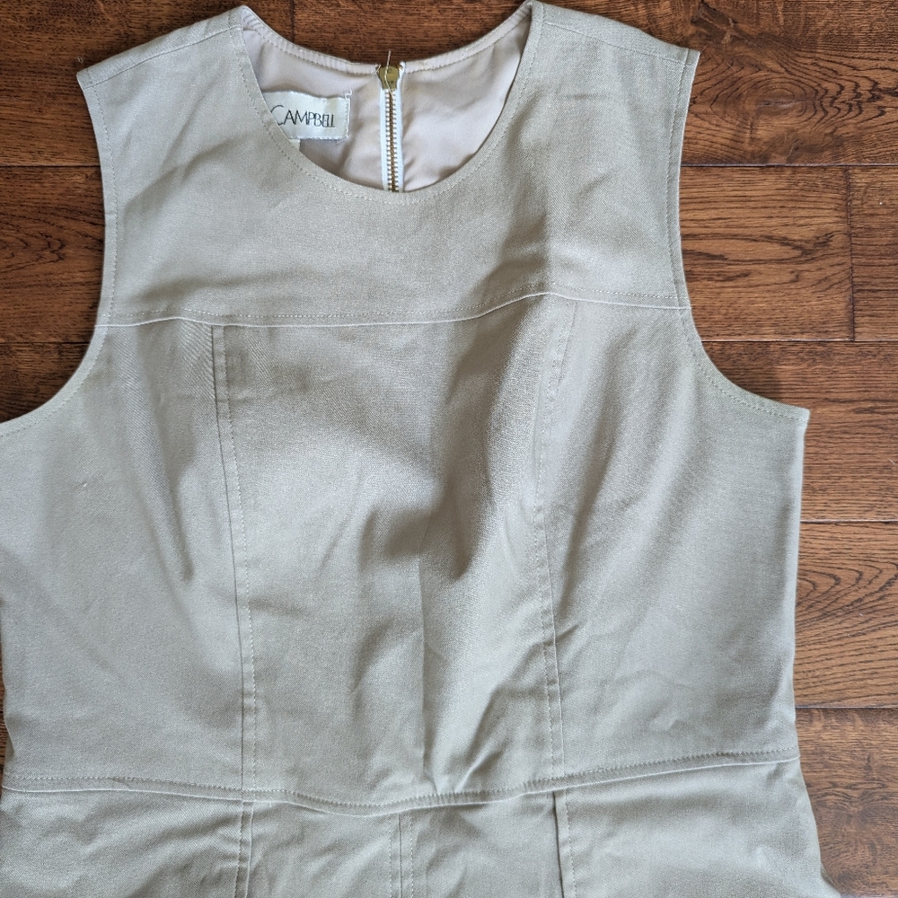 Sara Campbell Sheath Work Sleeveless Dress Stone/Khaki Ladies Size 6 VGUC - Picture 4 of 7